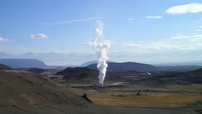 Steam rising from the ground 